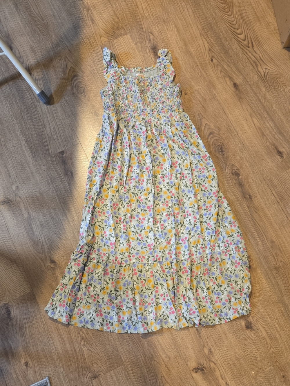 Cat & Jack Yellow Floral Smocked Maxi Dress with Ruffle Straps